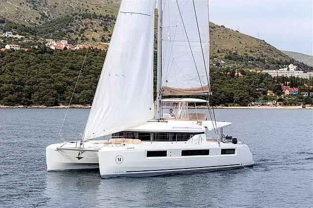 Exterior view of Sunshine, a Lagoon 50 catamaran at Grad Trogir, Croatia