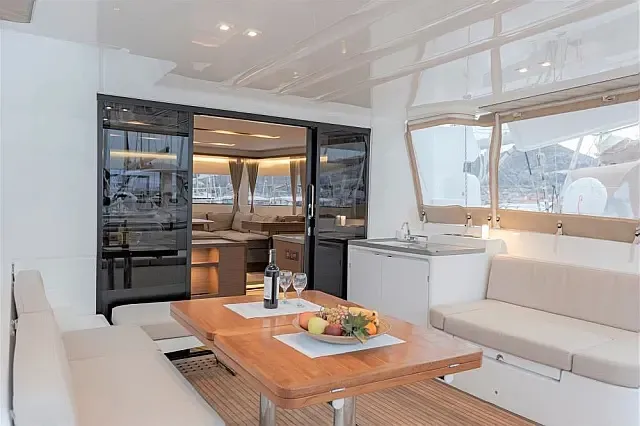 Deck of Sunshine, a Lagoon 50 catamaran at Grad Trogir, Croatia
