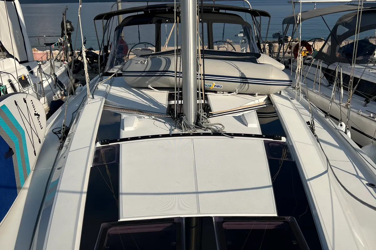 Cockpit of MariMar, a Beneteau Oceanis 46.1 sailboat at Municipal Unit of Lefkada, Greece