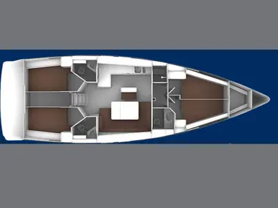 Floor plan of Sanguinho, a Bavaria Cruiser 46 sailboat at Ponta Delgada, Portugal