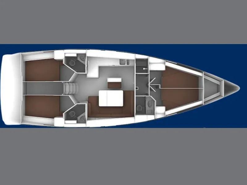 Floor plan of Sanguinho, a Bavaria Cruiser 46 sailboat at Ponta Delgada, Portugal