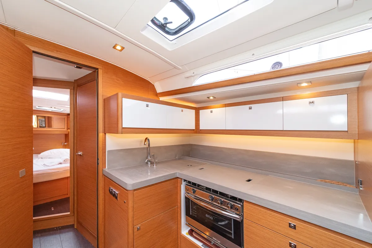 Galley of Imagine, a Dufour 470 sailboat at Kos, Greece