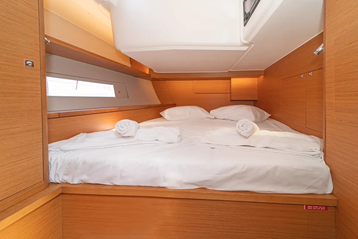 Cabin on Imagine, a Dufour 470 sailboat at Kos, Greece