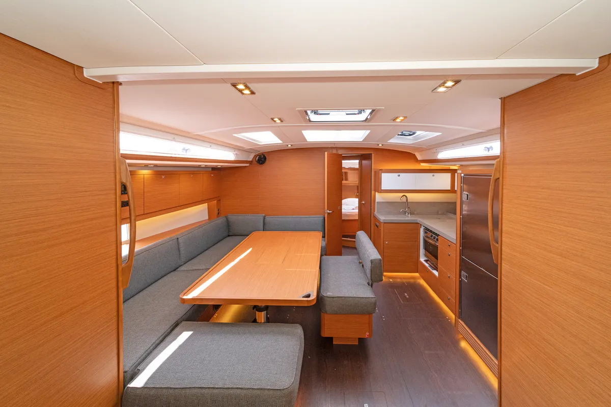 Salon of Imagine, a Dufour 470 sailboat at Kos, Greece