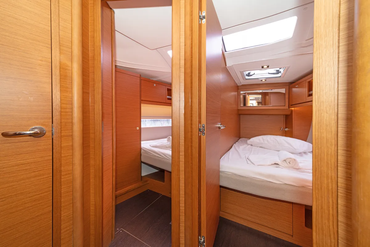 Cabin on Imagine, a Dufour 470 sailboat at Kos, Greece