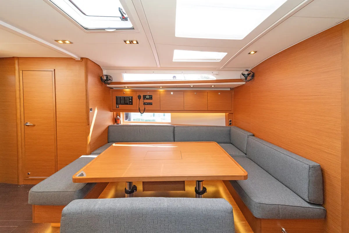 Salon of Imagine, a Dufour 470 sailboat at Kos, Greece