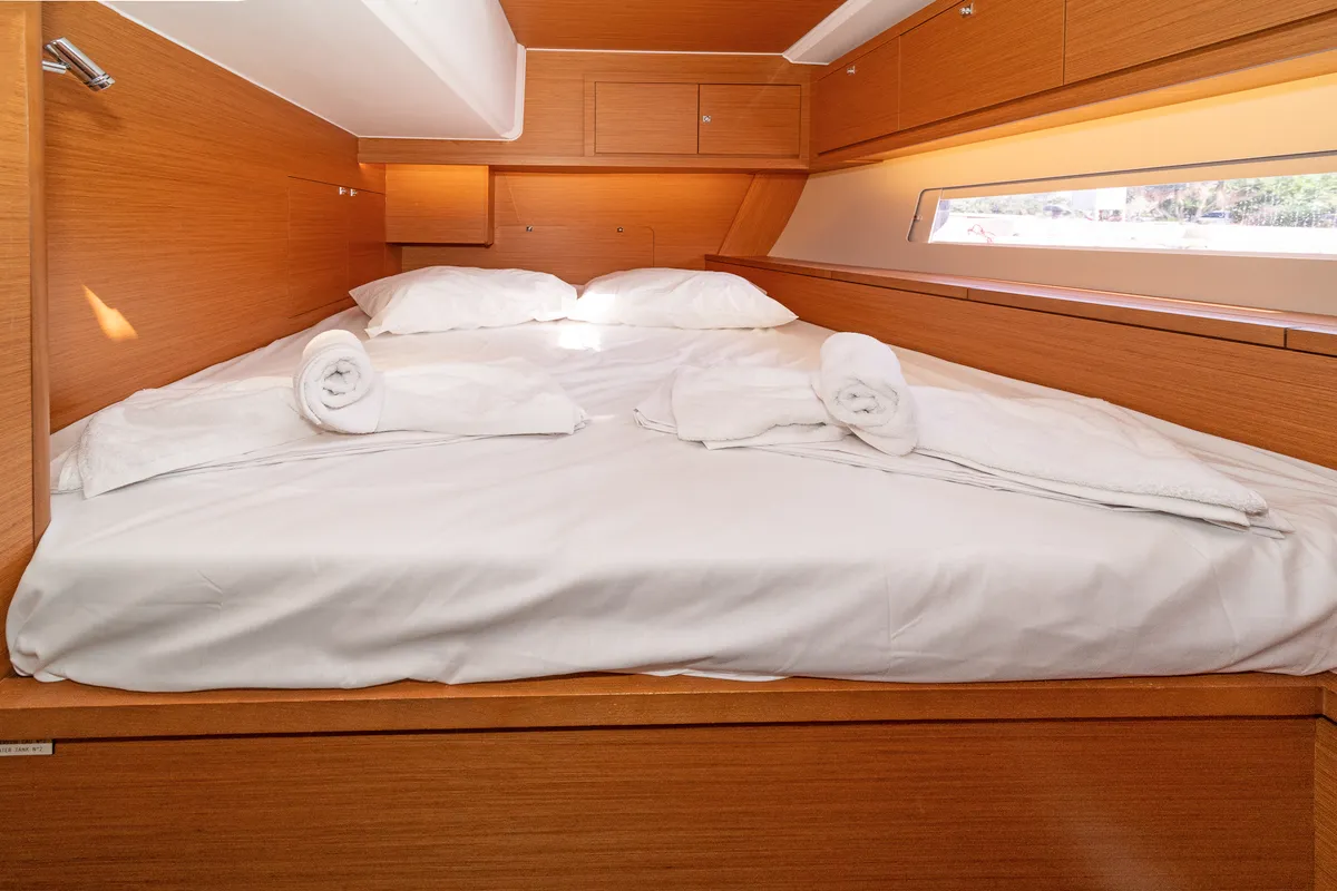 Cabin on Imagine, a Dufour 470 sailboat at Kos, Greece