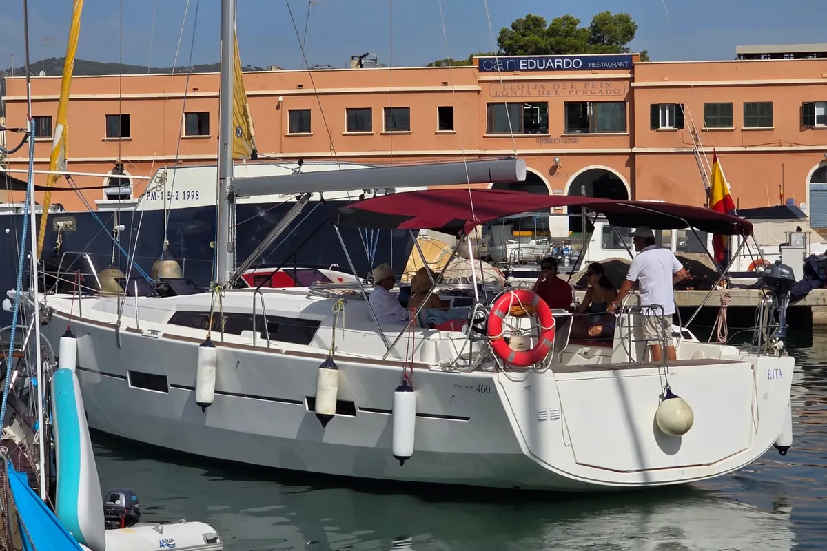 Exterior view of Rita, a Dufour 460 Grand Large sailboat at es Jonquet, Spain