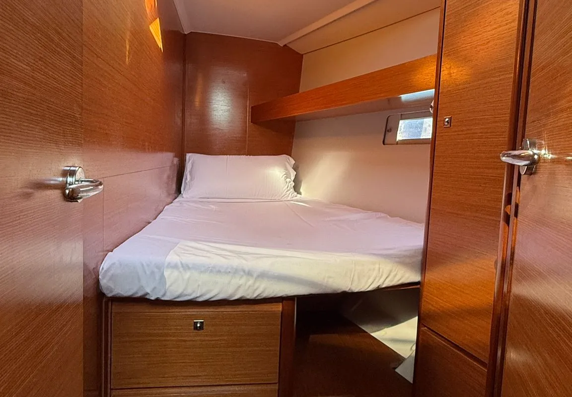 Cabin on Rita, a Dufour 460 Grand Large sailboat at es Jonquet, Spain