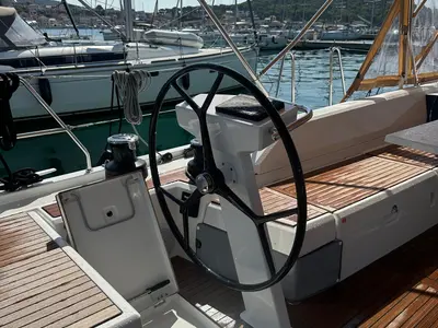 Cockpit of Dune, a Beneteau Oceanis 51.1 sailboat at Općina Rogoznica, Croatia