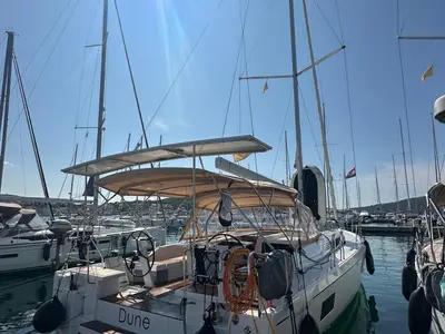 Deck of Dune, a Beneteau Oceanis 51.1 sailboat at Općina Rogoznica, Croatia