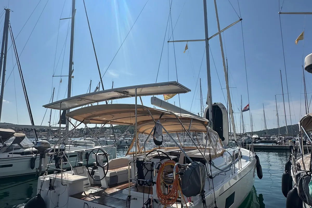 Deck of Dune, a Beneteau Oceanis 51.1 sailboat at Općina Rogoznica, Croatia