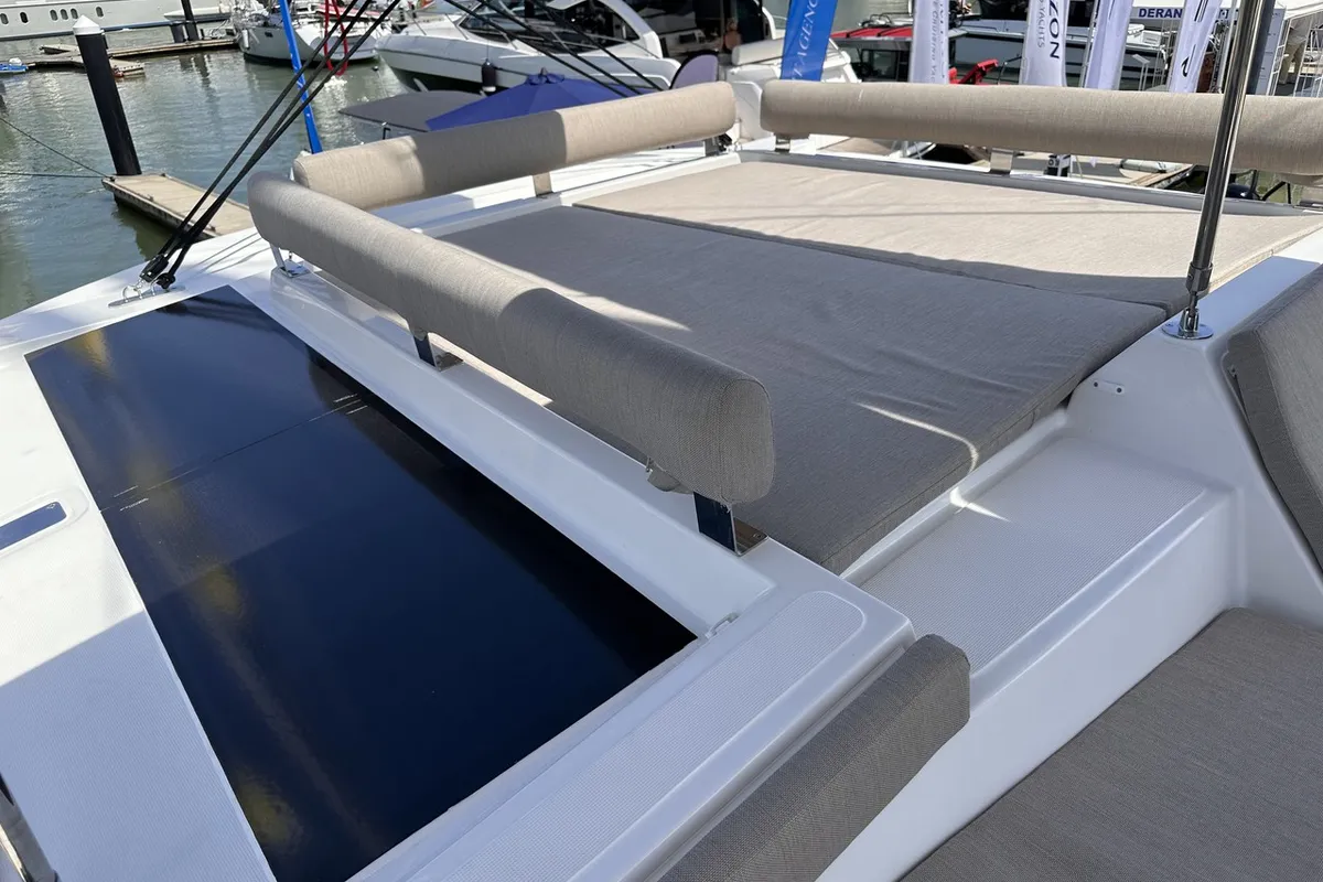 Deck of Joyous, a Bali 4.2 catamaran at Mai Khao, Thailand