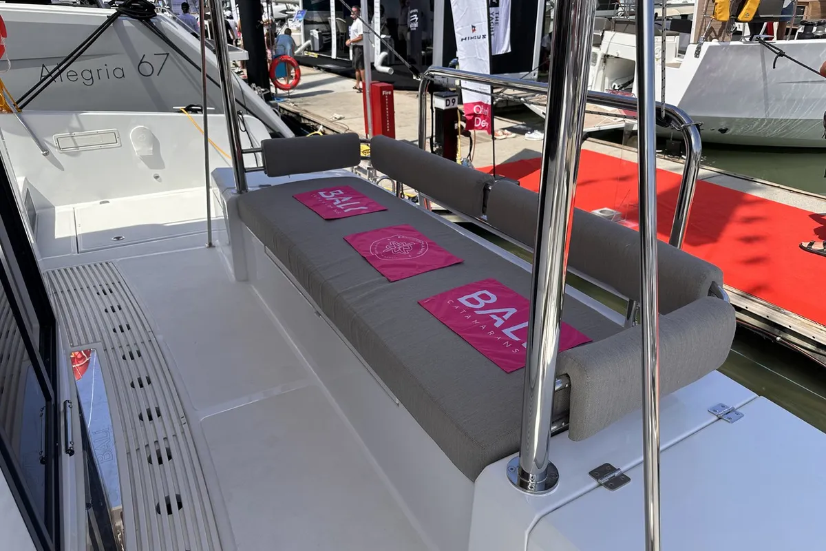 Deck of Joyous, a Bali 4.2 catamaran at Mai Khao, Thailand