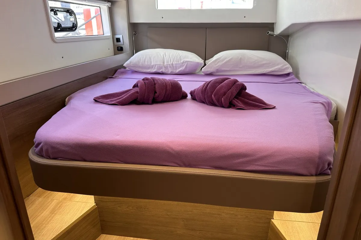 Cabin on Joyous, a Bali 4.2 catamaran at Mai Khao, Thailand