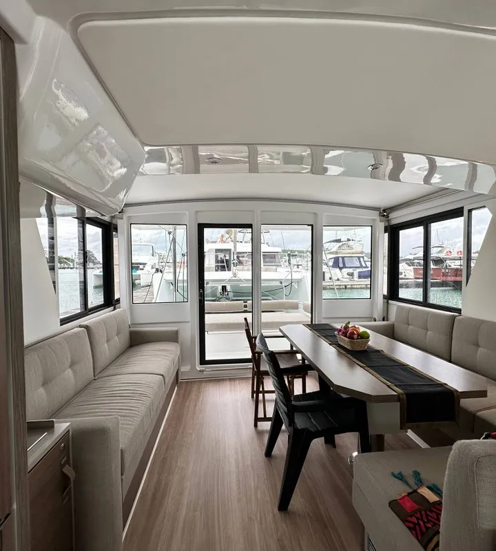 Salon of Joyous, a Bali 4.2 catamaran at Mai Khao, Thailand