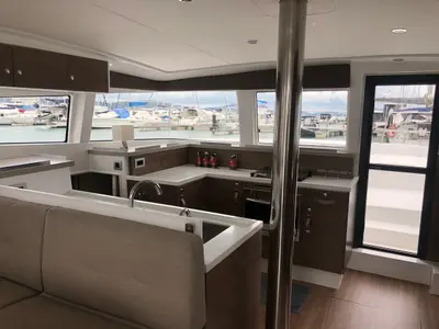 Galley of Joyous, a Bali 4.2 catamaran at Mai Khao, Thailand