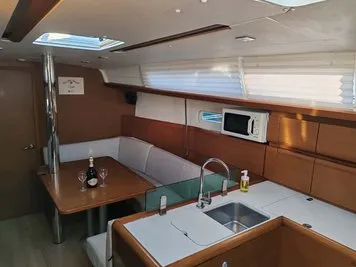 Salon of Cash, a Jeanneau Sun Odyssey 389 sailboat at Pakoštane, Croatia