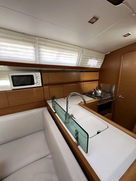 Galley of Cash, a Jeanneau Sun Odyssey 389 sailboat at Pakoštane, Croatia