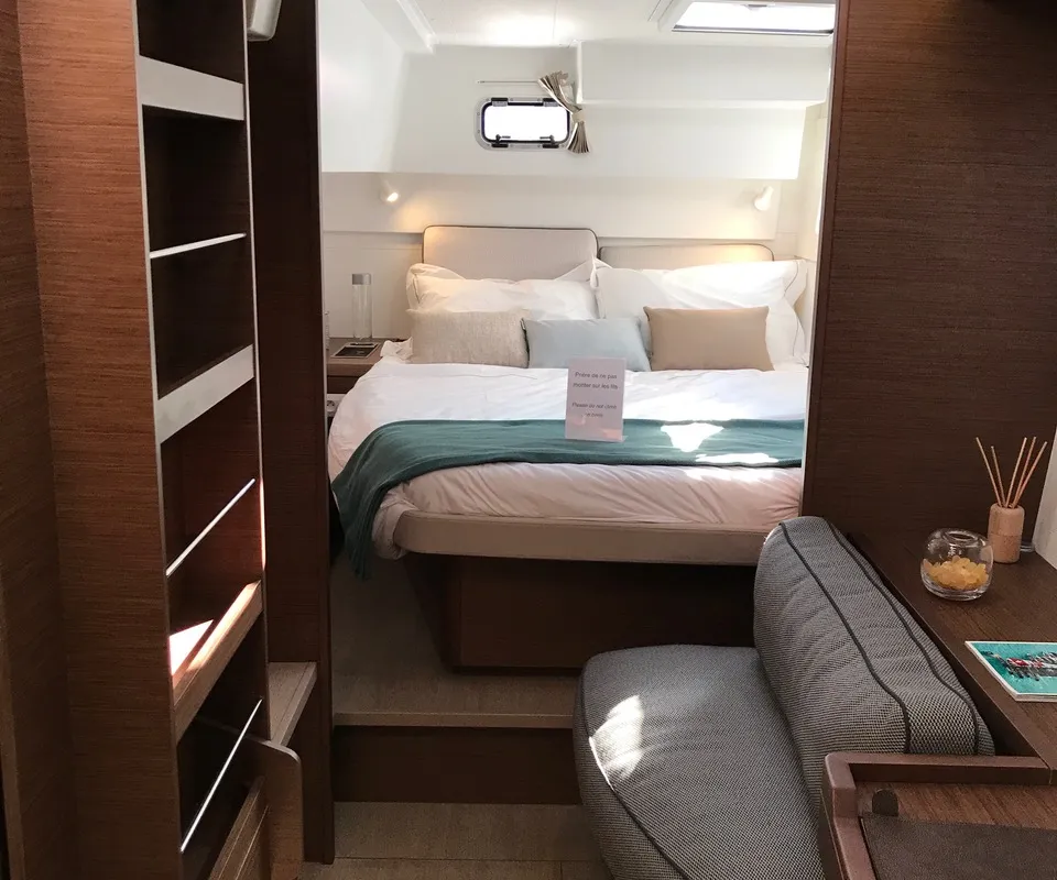 Cabin on Saudade, a Lagoon 40 catamaran at Olbia, Italy
