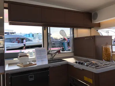 Galley of Saudade, a Lagoon 40 catamaran at Olbia, Italy