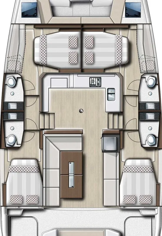 Floor plan of Silvia B, a Bali Catspace catamaran at Marsala, Italy