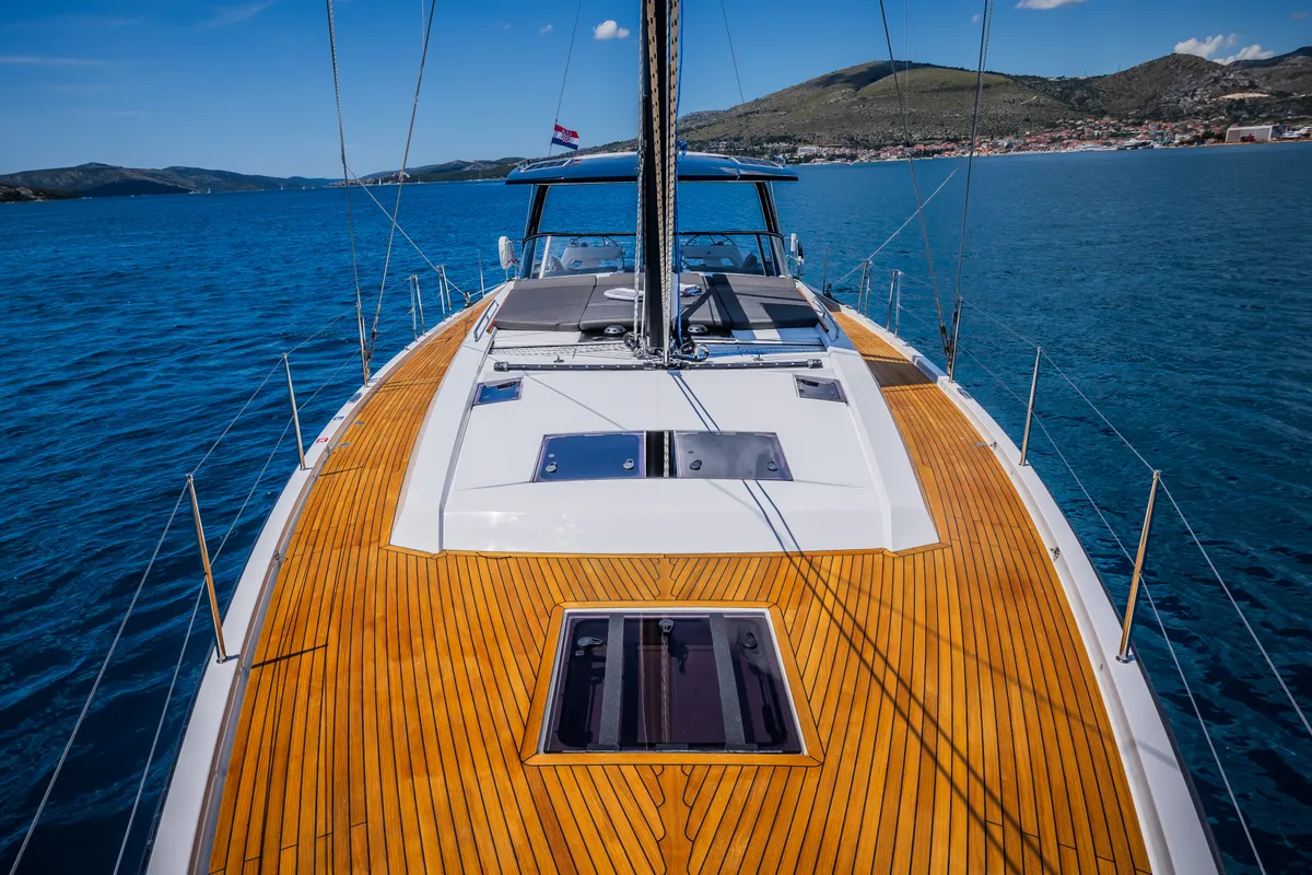 Deck of Darling Ow, a Hanse 510 sailboat at Seget Donji, Croatia