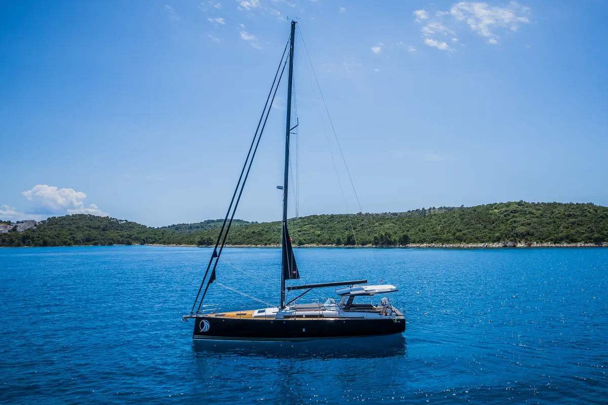 Exterior view of Darling Ow, a Hanse 510 sailboat at Seget Donji, Croatia
