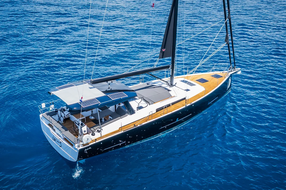 Exterior view of Darling Ow, a Hanse 510 sailboat at Seget Donji, Croatia