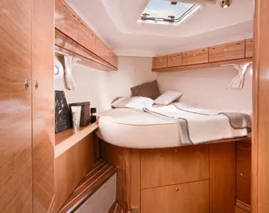 Cabin on Ariadni, a Bavaria 40 Cruiser sailboat at Preveza, Greece