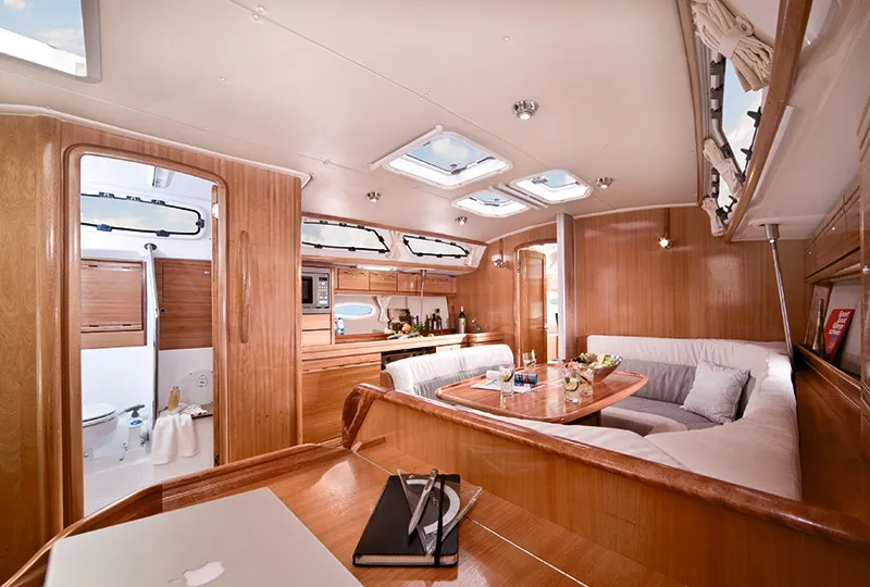Salon of Ariadni, a Bavaria 40 Cruiser sailboat at Preveza, Greece