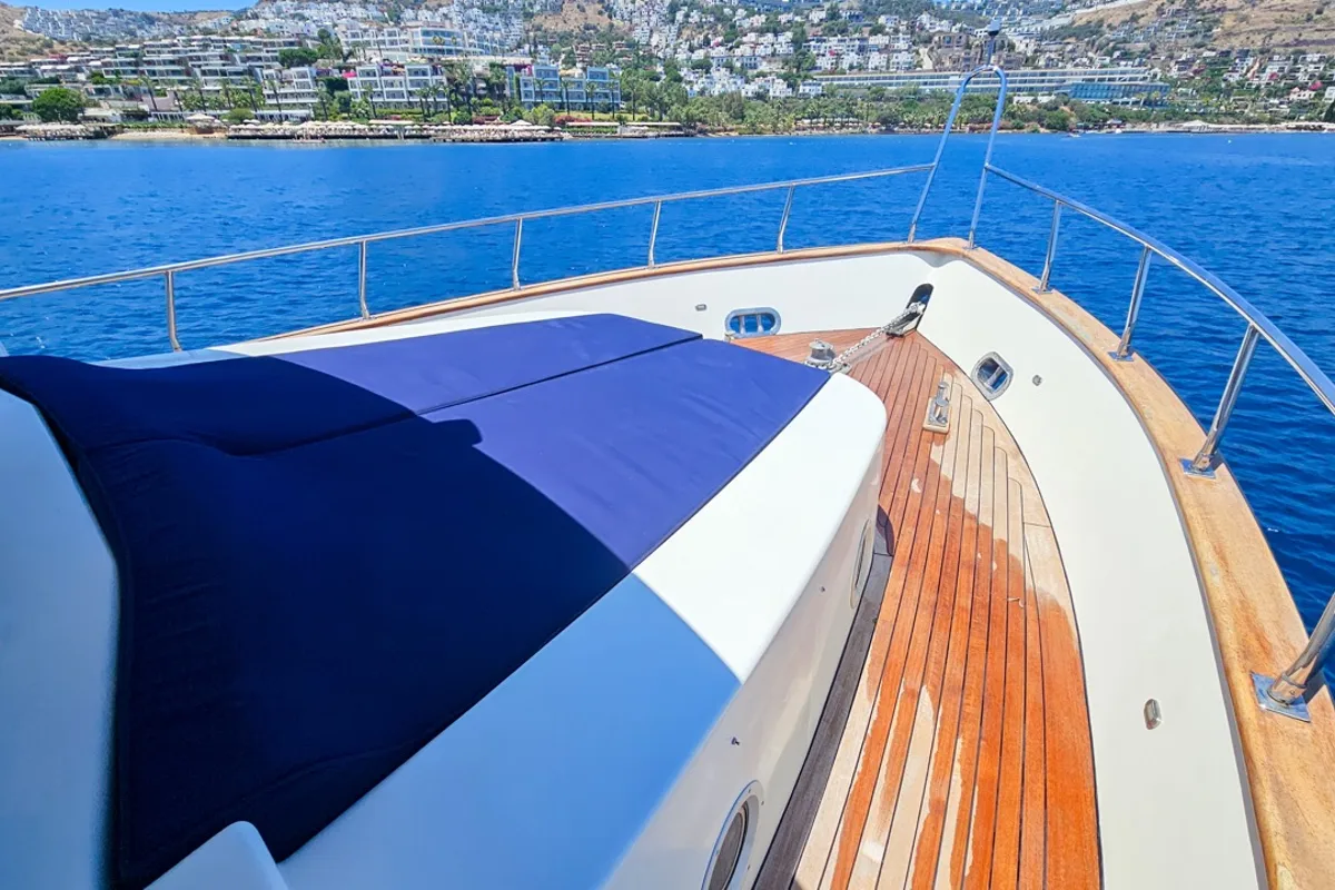 Deck of Sevill, a Gulet Custom built 183 motor yacht at Bodrum, Turkey