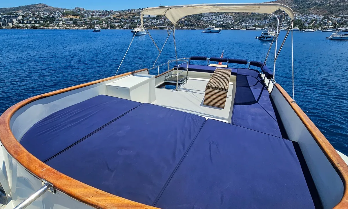 Deck of Sevill, a Gulet Custom built 183 motor yacht at Bodrum, Turkey