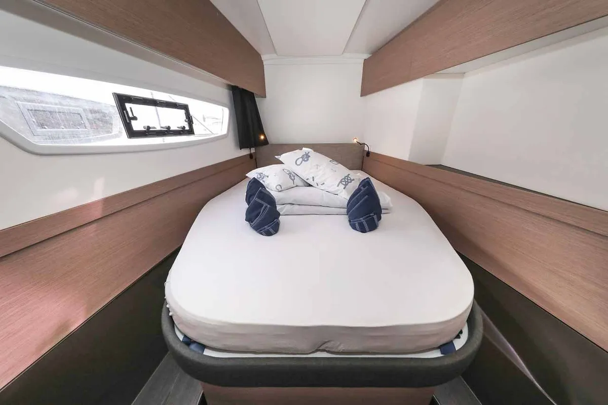Cabin on Ariel, a Fountaine Pajot Astrea 42 catamaran at Grad Trogir, Croatia