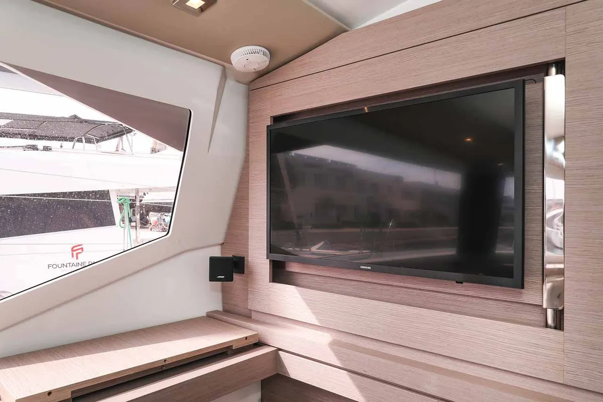 Salon of Ariel, a Fountaine Pajot Astrea 42 catamaran at Grad Trogir, Croatia