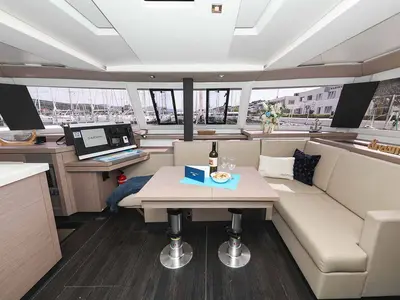 Salon of Ariel, a Fountaine Pajot Astrea 42 catamaran at Grad Trogir, Croatia
