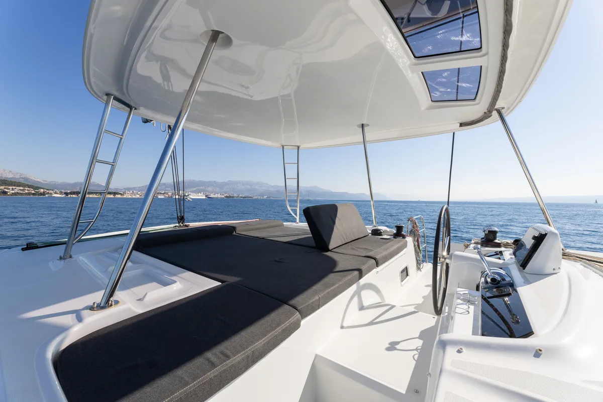 Deck of AURA, a Lagoon 46 catamaran at Općina Rogoznica, Croatia
