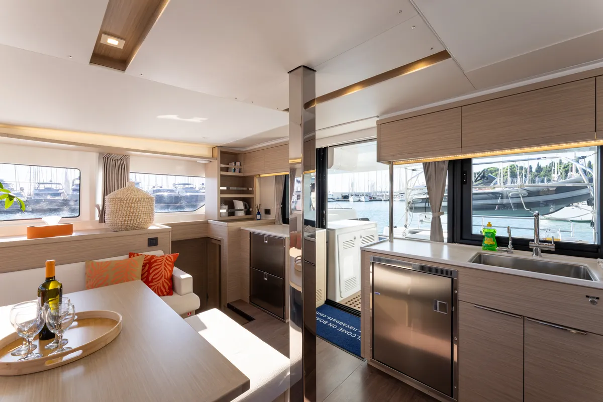 Galley of AURA, a Lagoon 46 catamaran at Općina Rogoznica, Croatia