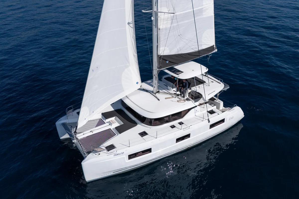 Exterior view of AURA, a Lagoon 46 catamaran at Općina Rogoznica, Croatia