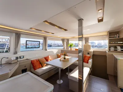 Salon of AURA, a Lagoon 46 catamaran at Općina Rogoznica, Croatia