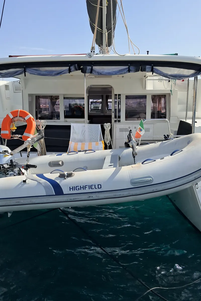 Harael, a Lagoon 450 Fly catamaran at Figari, Italy