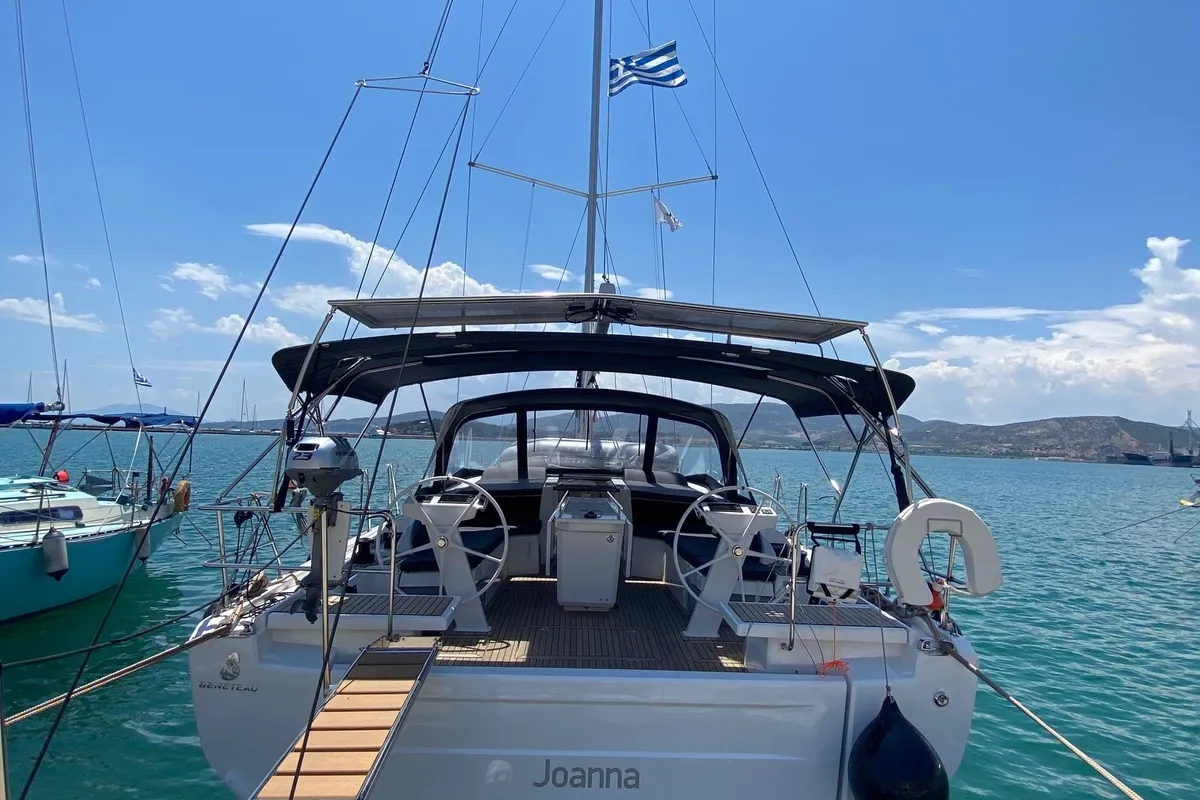 Exterior view of Joanna, a Beneteau Oceanis 46.1 sailboat at Volos Municipality, Greece