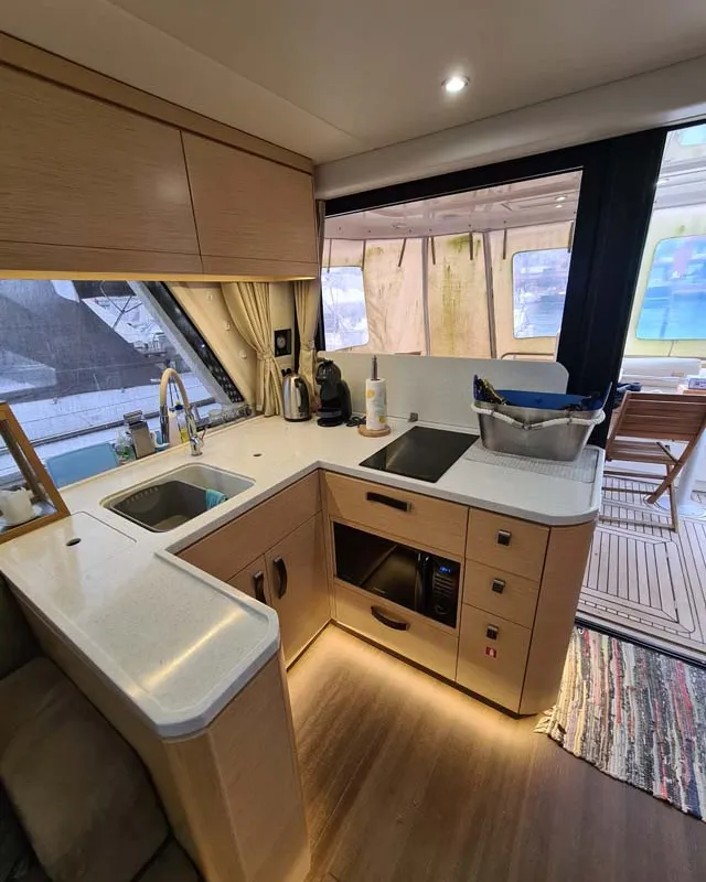 Galley of Sarkis de Karabas, a Greenline 48 Fly motor yacht at Portorož / Portorose, Slovenia