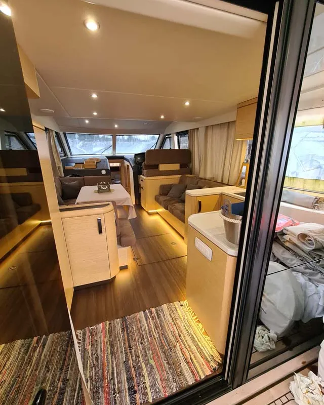 Salon of Sarkis de Karabas, a Greenline 48 Fly motor yacht at Portorož / Portorose, Slovenia