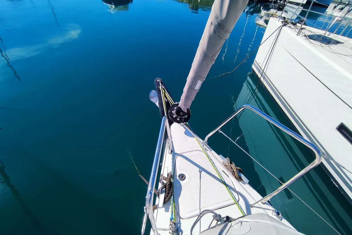 Exterior view of Fizzy, a Beneteau First 36 sailboat at Lavrion, Greece