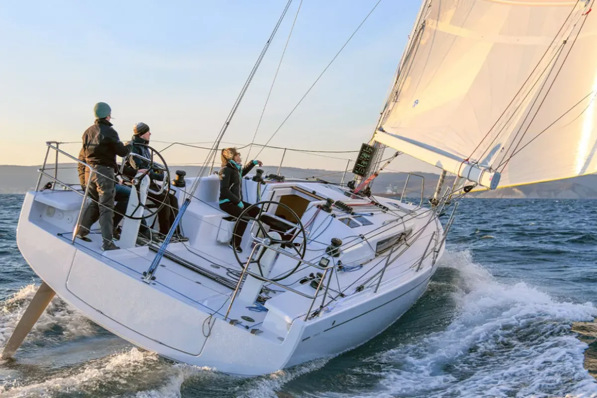 Exterior view of Fizzy, a Beneteau First 36 sailboat at Lavrion, Greece