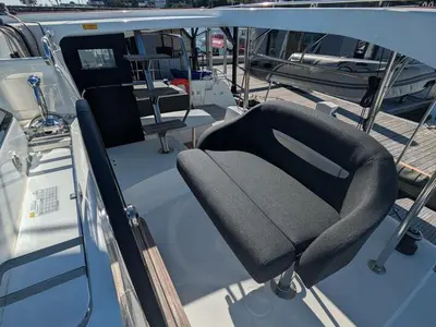 Cockpit of Numerobis, a Lagoon 42 catamaran at Bonifacio (Bunifaziu), France