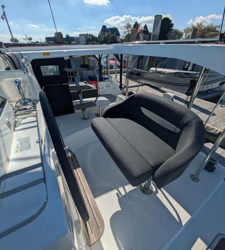 Cockpit of Numerobis, a Lagoon 42 catamaran at Bonifacio (Bunifaziu), France
