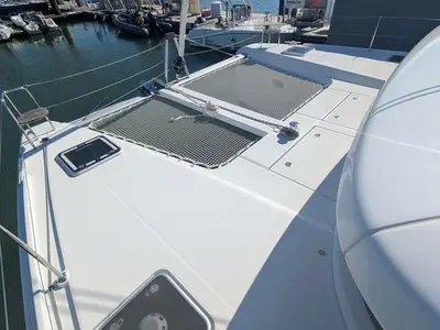 Deck of Numerobis, a Lagoon 42 catamaran at Bonifacio (Bunifaziu), France