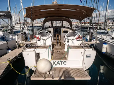 Cockpit of Kate, a Elan Impression 40.1 sailboat at Pirovac, Croatia